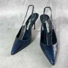 Manolo Blahnikマノロブラニク ヒール パンプス 青 ブルーのサムネイル