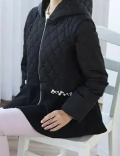 美品クイーンズコート大きいサイズ4wayキルティングパール付ジャケット4着痩せ