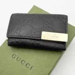 美品 GUCCI グッチ インターロッキング シマレザー GG 6連キーケース