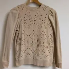 ZARA ザラ ベージュ レース編み風 トレーナー 140cm