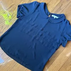 Rope Picnic ロペピクニック　ネイビー 半袖シャツ 丸襟 フリル袖　M
