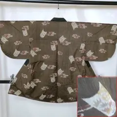 ◆2104◆銘仙　アンティーク着物　羽織　変化柄　リメイク用　正絹　着物