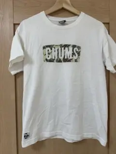 チャムス　Tシャツ M ホワイト　迷彩　ロゴ