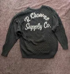 RODEO CROWNS 長袖セーター 背面ロゴニット ダークグレー ゆったり