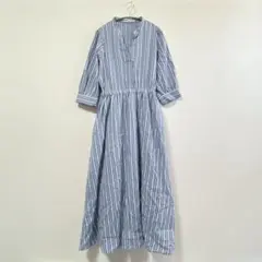 ELENCARE DUE ストライプ ロングシャツ　ワンピース 七分袖　F