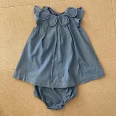 【36M(96cm)】Jacadi デニムブルーワンピースとブルマのセットアップ