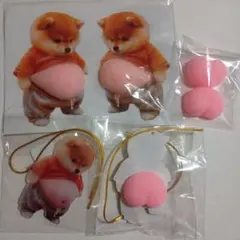 おしり　柴犬　おなか　シール　スクイーズ　お腹　ぽっこり　ぷにぷに　キーホルダー