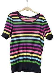 SONIA RYKIEL マルチボーダー 半袖ニット 38のサムネイル