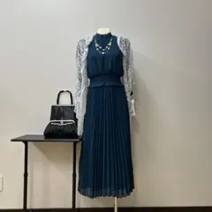 [新品] 5点セットダークグリーンプリーツドレス