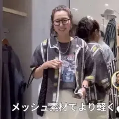 ニコアンド　クラフトメッシュラインカーディガン　misayoのサムネイル