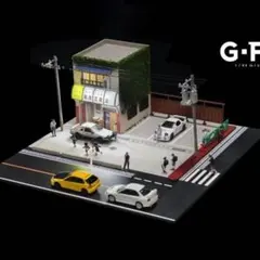 1/64 LED照明付き 二郎系 やきとり 飲食店ビル ジオラマ 駐車場付き