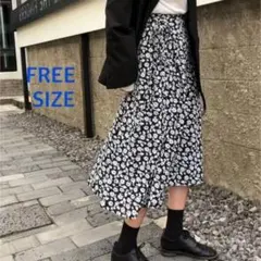 春 新品 花柄 ロングスカート スカート フレア シフォン 韓国 可愛い 綺麗