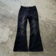 00s black flare denim ベルボトム グランジ y2k平成