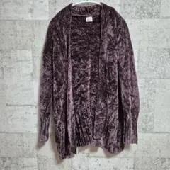ベロア調ロングカーディガン ブラウン L相当