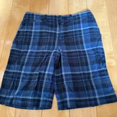 青系チェック柄ハーフパンツ