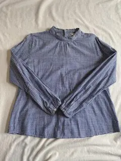 長袖シャツ ギンガムチェック 背面ボタン