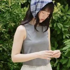 GIUNON stretch american sleeve tank グレー