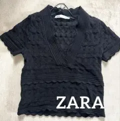 【ZARA 】ブラック 半袖ニット