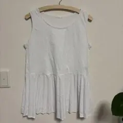 GUレディースホワイトノースリーブチュニック Lサイズ