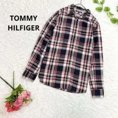 TOMMY HILFIGER 長袖　シャツ　チェック柄　紺•白•赤　薄手　M