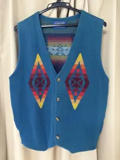 【美品】PENDLETON ベスト M 青 ターコイズ コットン