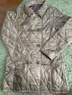 新品　キルティングコート ロング丈 ブラウン系 ダブルボタン 防寒 冬