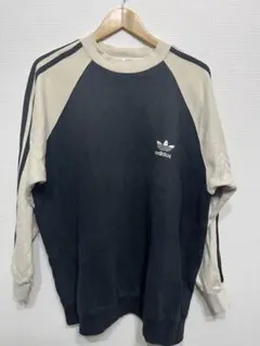 【希少】adidas スウェット　トレーナー ブラック/ベージュ　古着