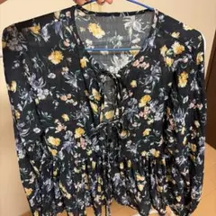 花柄 シアーブラウス 長袖