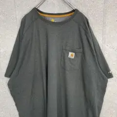 カーハート　グレー　オーバーサイズ　胸ポケット　刺繍ロゴTシャツ3XL