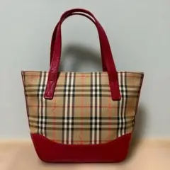 BURBERRY Nova Check Mini Handbag Red