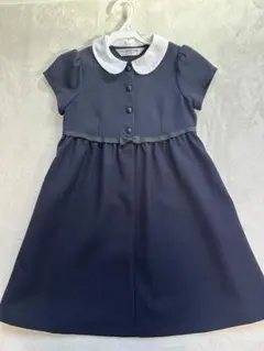 小学校受験用ネイビー 襟付き 半袖ワンピース