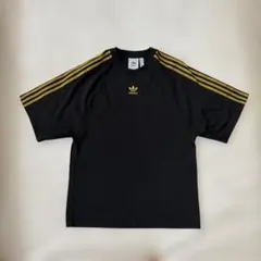 adidasアディダス Tシャツ　メンズ2XS ブラック×ゴールドライン
