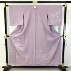 付下げ 作家物 鮫小紋 花草模様 松竹梅 しつけ糸 KK-2351