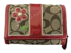 Coach 花の刺繍 二つ折り財布