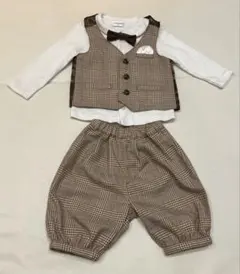 セレモニー服80サイズ　ブラウン系チェック