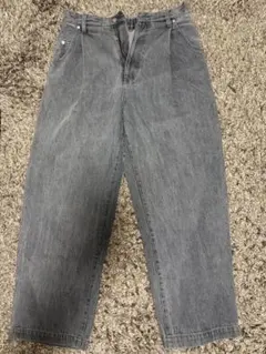 LOWRYS FARM タックデニムワイドパンツ グレー ジーンズ古着のサムネイル