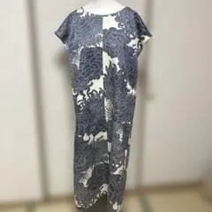 着物リメイク☆334／7マルキ白大島紬ワンピース - メルカリ