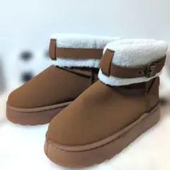 【新品】ブラウン ムートンブーツ 　モコモコ　Lサイズ