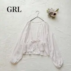 【グレイル】シアーリボンカーディガン（M）シースルー 透け感 フェミニン
