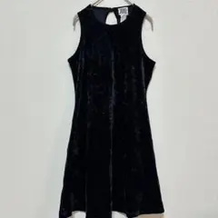 美品【S】黒ベロアノースリーブワンピースベルベット 伸縮y2k 90s ブラック