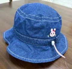 新品未使用⭐︎ホットビスケッツ♡ベビー帽子Mサイズ(50-52)デニムうさぎ刺繍