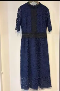 ネイビー レースドレス 半袖