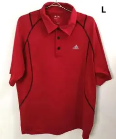 【大きめL】アディダス ゴルフ ポロシャツ レッド クライマクール 半袖 メンズ