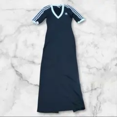 adidas アディカラー スリーストライプス ニット Vネックワンピース　Mのサムネイル