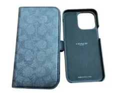 【中古品】COACHレザー手帳型ケース2WAYコーチiPhone15ProMax