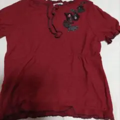 MOSCHINO 赤 半袖ニット 花刺繍付き