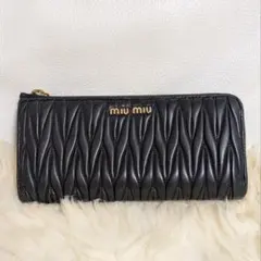 miu miu 長財布 マテラッセ レザー ウォレット 黒 ミュウミュウ - メルカリ