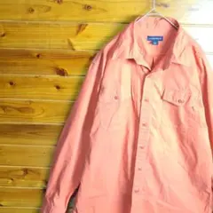 LANDS’END　ランズエンド　長袖シャツ　カバーオール　オレンジ　Ⅼ　古着