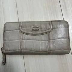 COACH 長財布 クロコ型押し ラウンドファスナー