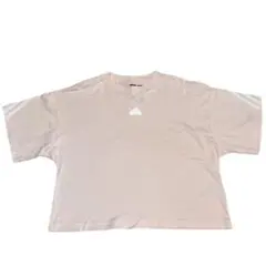 adidas アディダス クロップドTシャツ Mサイズ ピンク 3本ライン 美品